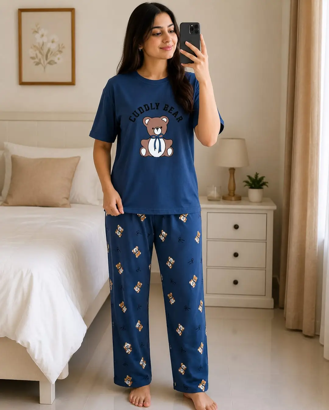 2 Pcs Women's Stitched Jersey Printed Night Suit