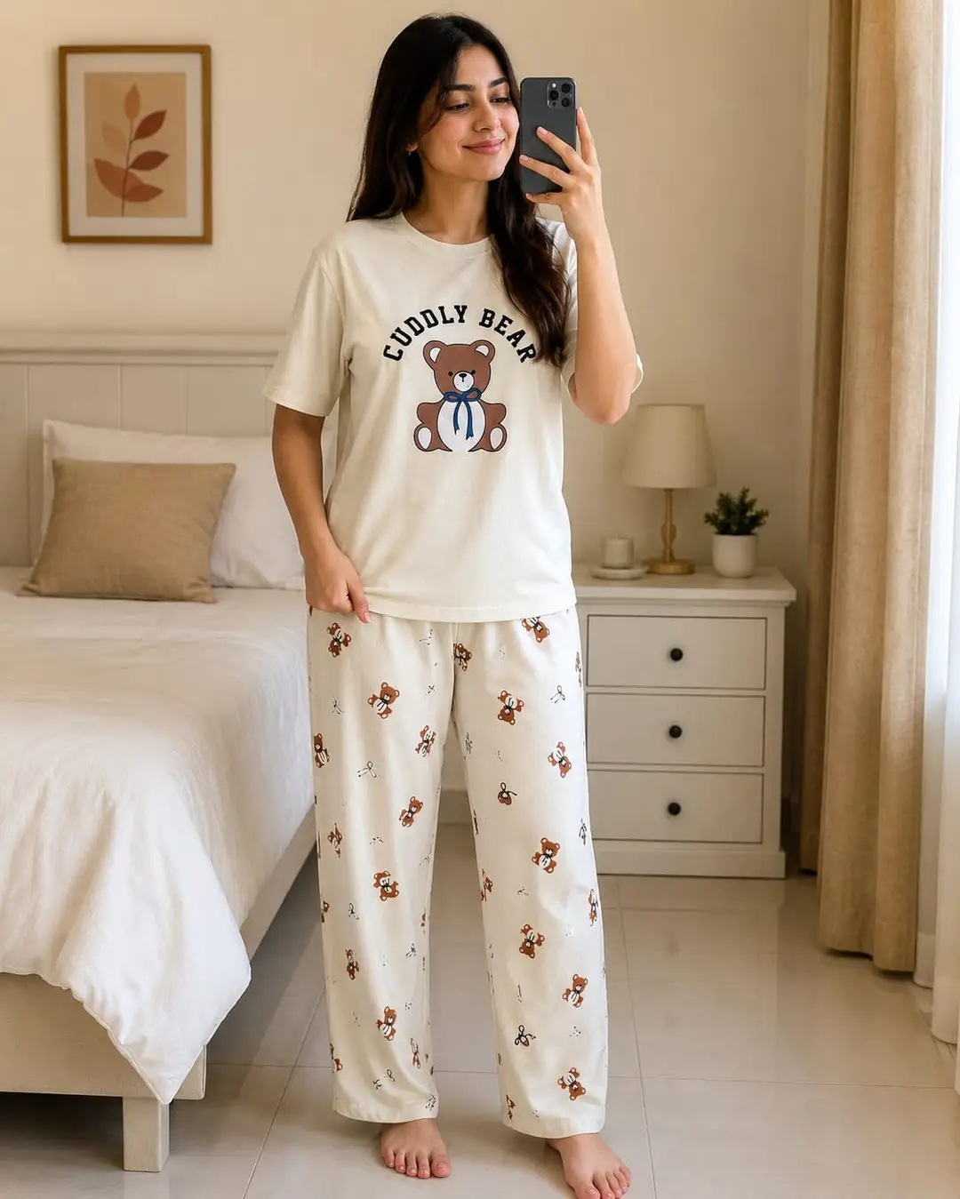 2 Pcs Women's Stitched Jersey Printed Night Suit