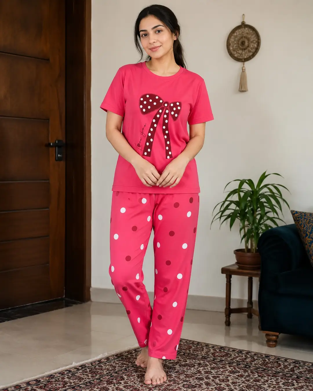 2 Pcs Women's Stitched Cotton Jersey Printed Night Suit
