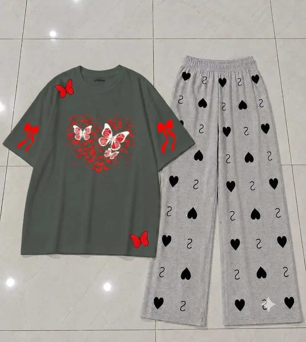 2 Pcs Women's Stitched Jersey Printed Night Suit