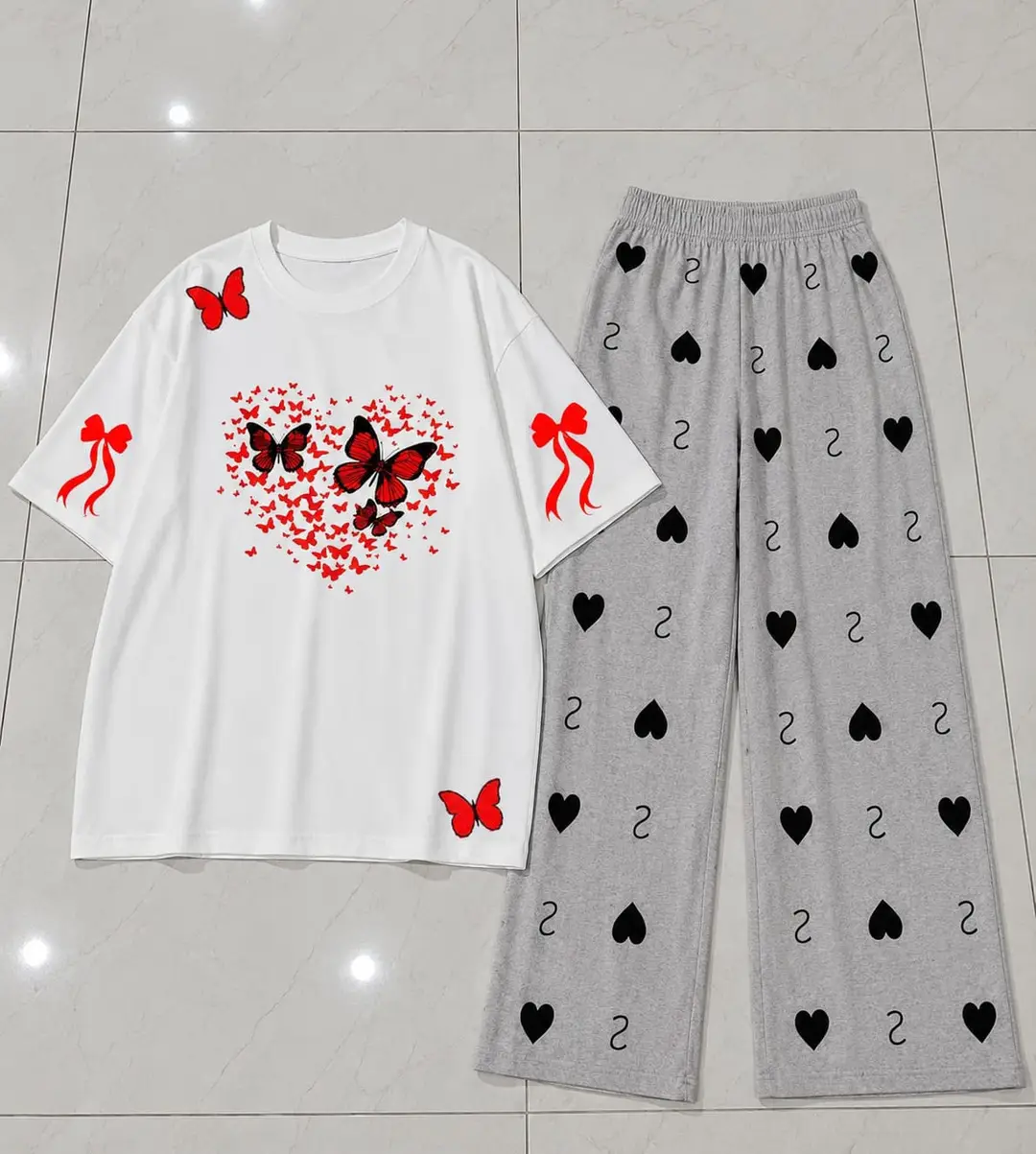 2 Pcs Women's Stitched Jersey Printed Night Suit