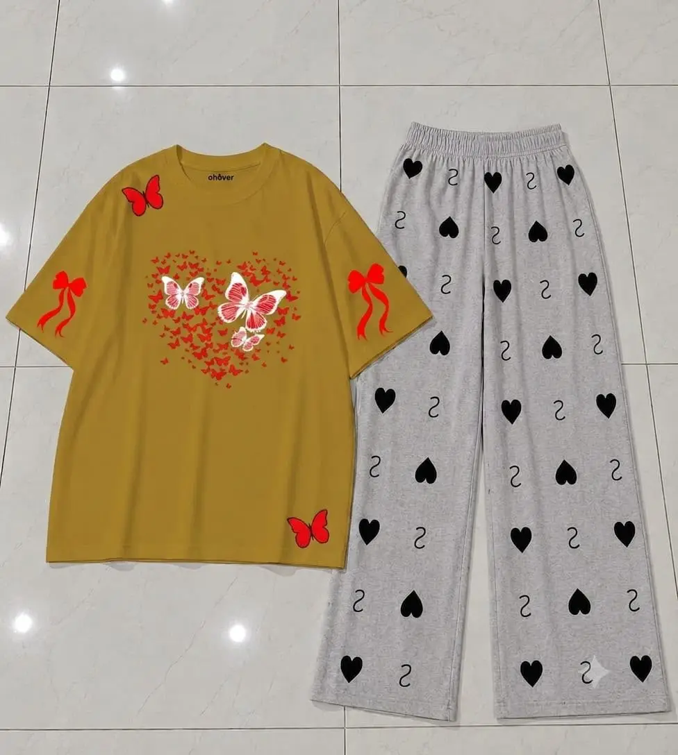 2 Pcs Women's Stitched Jersey Printed Night Suit