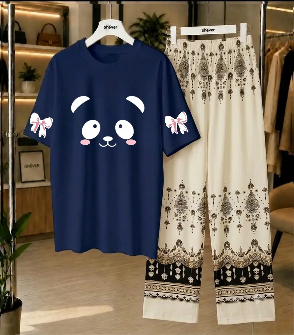2 Pcs Women's Stitched Cotton Jersey Printed Night Suit