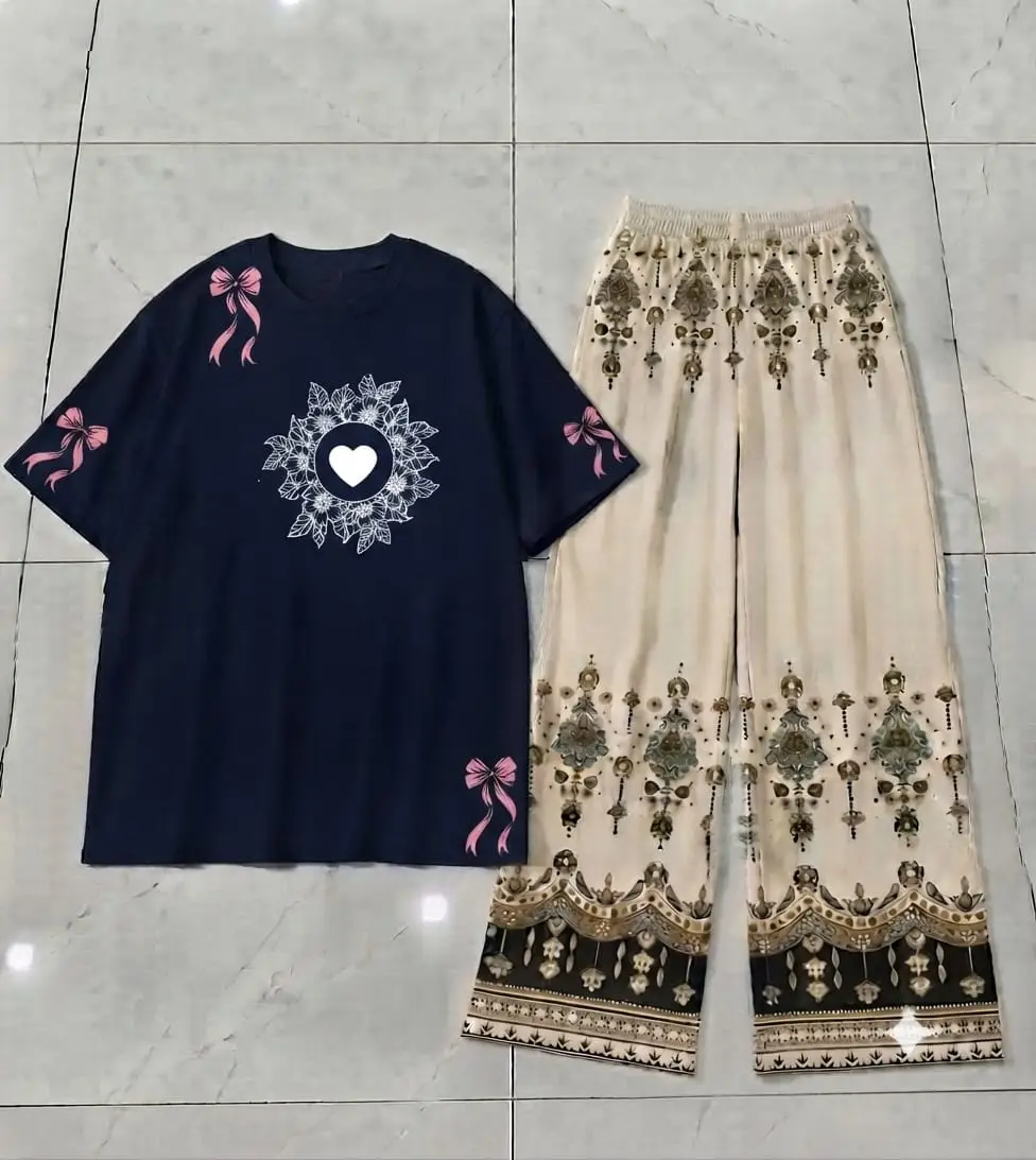 2 Pcs Women's Stitched Cotton Jersey Printed Night Suit