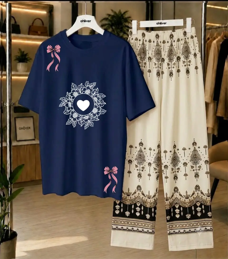 2 Pcs Women's Stitched Cotton Jersey Printed Night Suit
