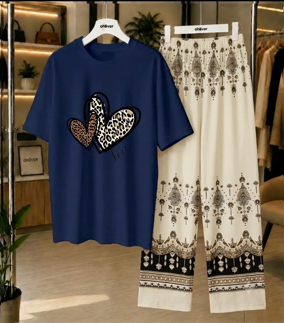 2 Pcs Women's Stitched Cotton Jersey Printed Night Suit