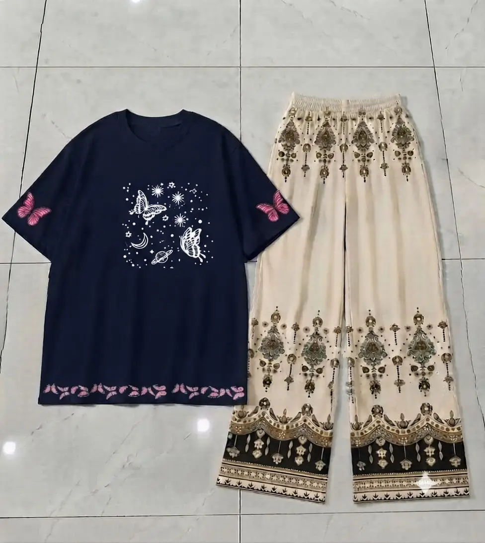 2 Pcs Women's Stitched Cotton Jersey Printed Night Suit