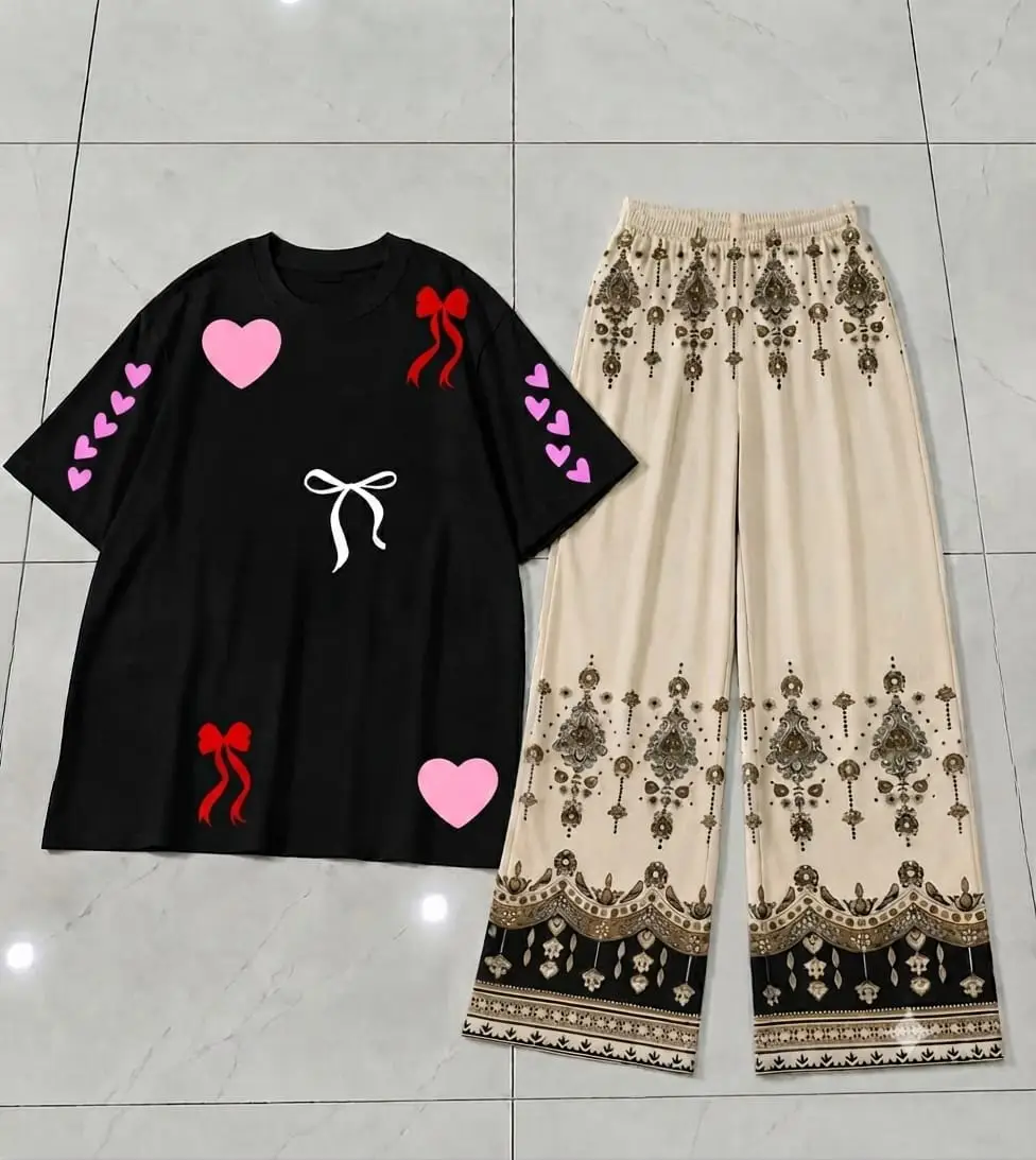 2 Pcs Women's Stitched Cotton Jersey Printed Night Suit
