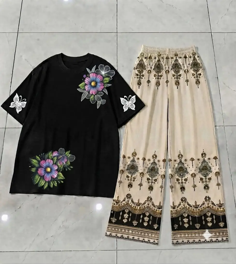 2 Pcs Women's Stitched Cotton Jersey Printed Night Suit