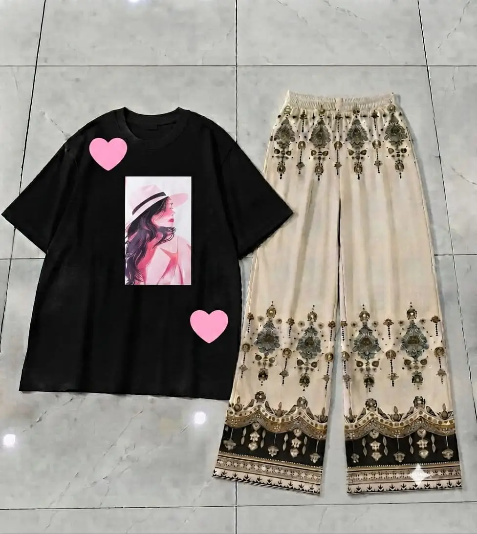 2 Pcs Women's Stitched Cotton Jersey Printed Night Suit