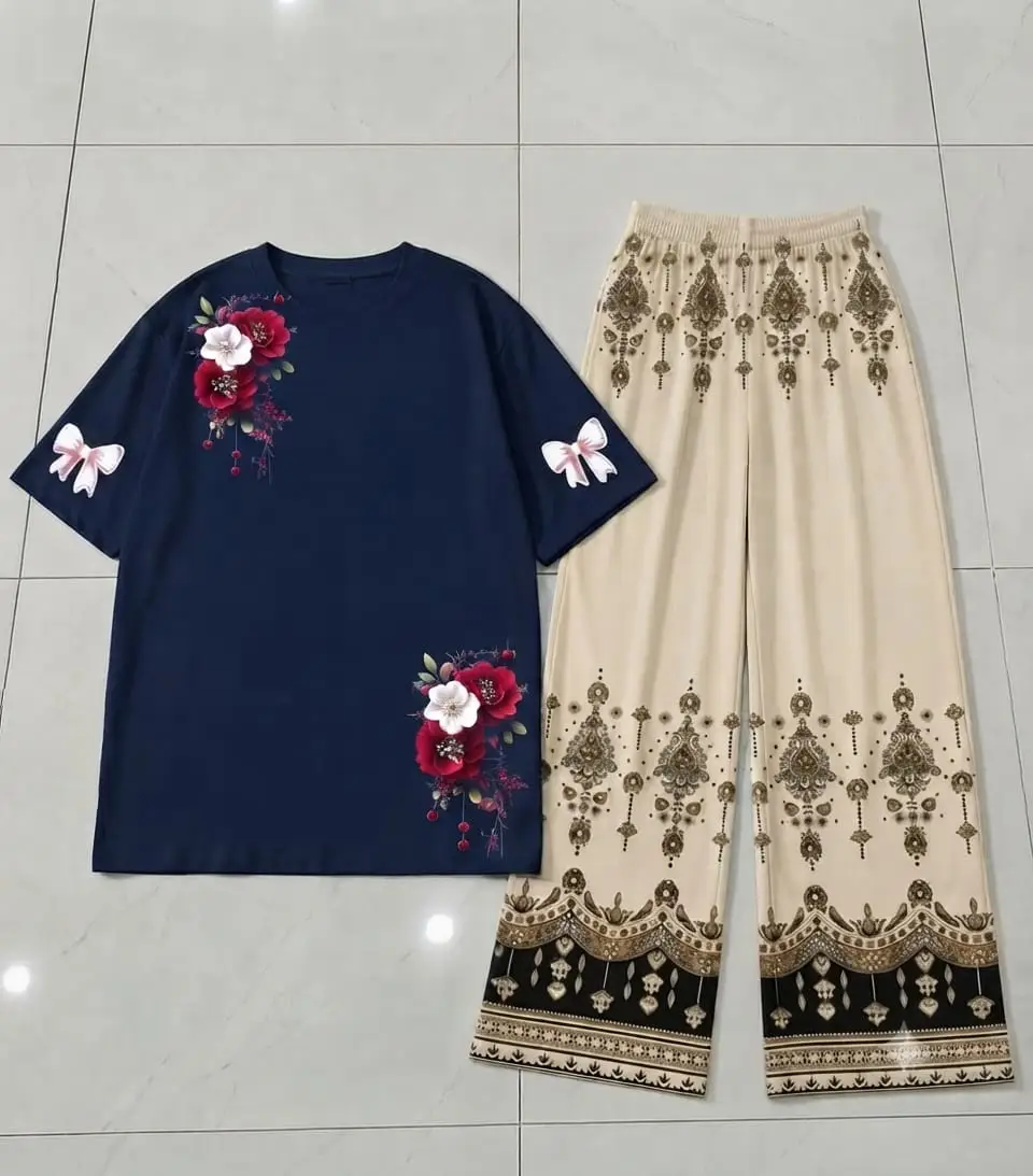 2 Pcs Women's Stitched Cotton Jersey Printed Night Suit
