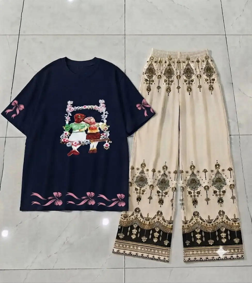 2 Pcs Women's Stitched Cotton Jersey Printed Night Suit
