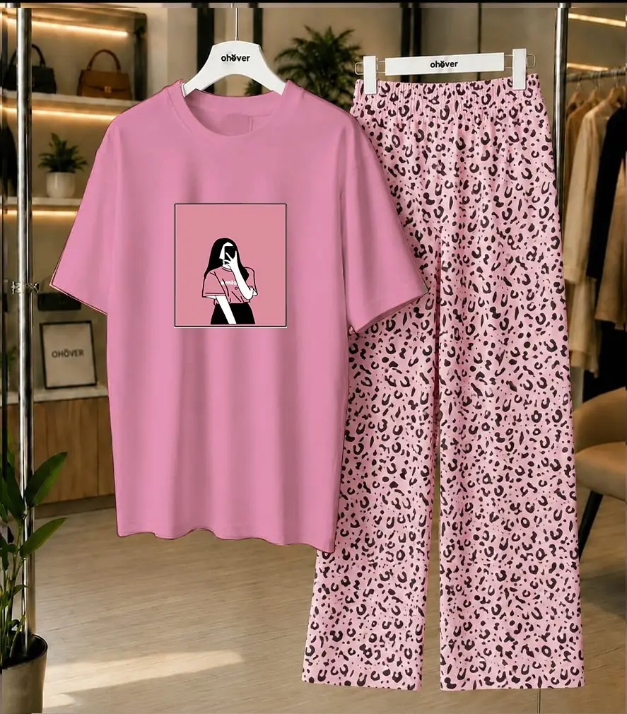 2 Pcs Women's Stitched Cotton Jersey Printed Night Suit