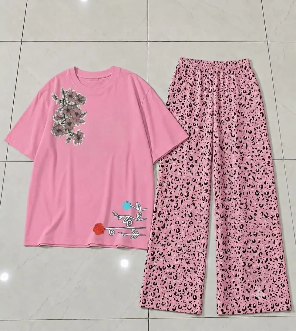 2 Pcs Women's Stitched Cotton Jersey Printed Night Suit