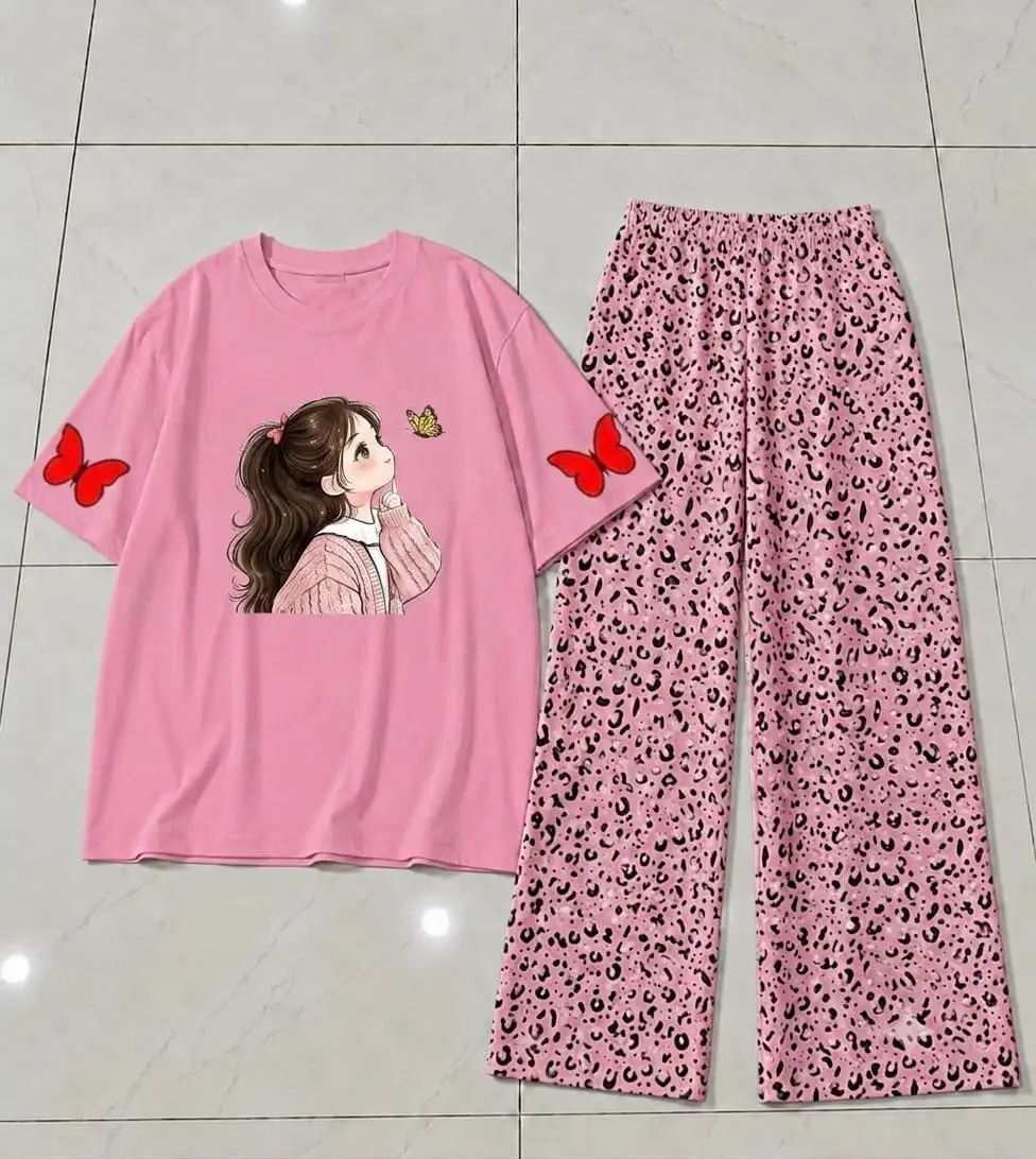 2 Pcs Women's Stitched Cotton Jersey Printed Night Suit