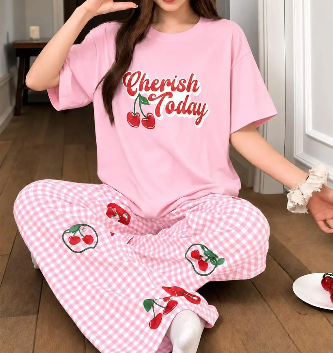 2 Pcs Women's Stitched Jersey Printed Night Suit
