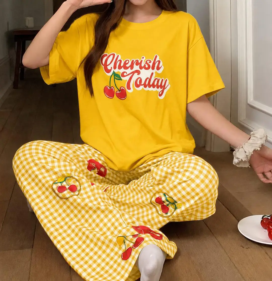 2 Pcs Women's Stitched Jersey Printed Night Suit