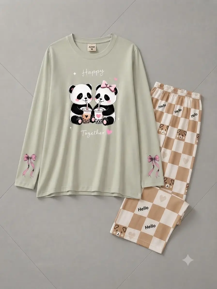 2 Pcs Women's Stitched Jersey Printed Night Suit