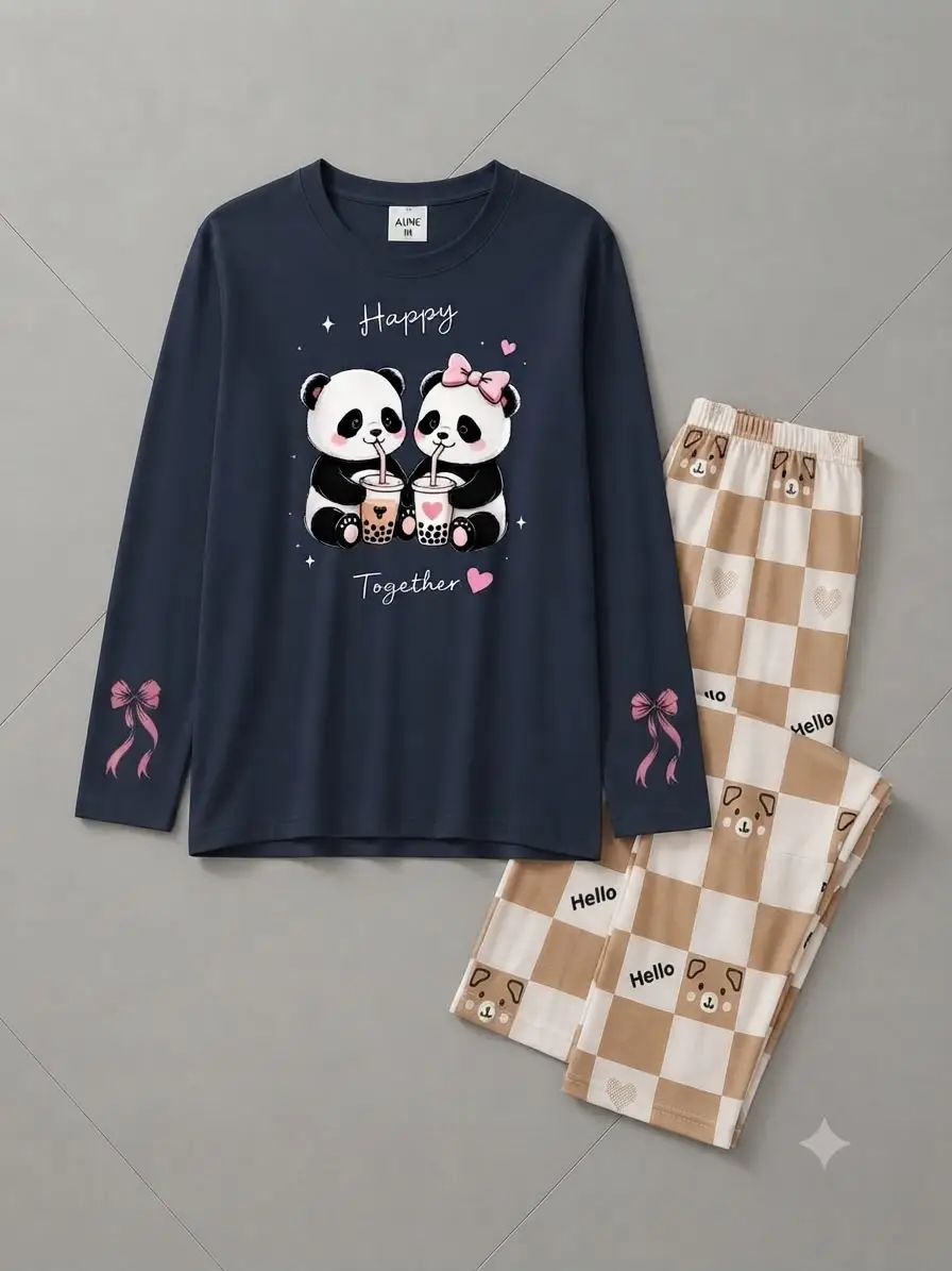 2 Pcs Women's Stitched Jersey Printed Night Suit