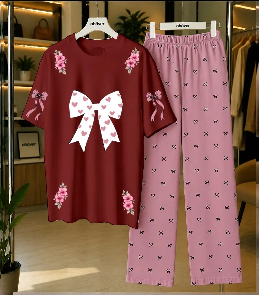 2 Pcs Women's Stitched Cotton Jersey Printed Night Suit