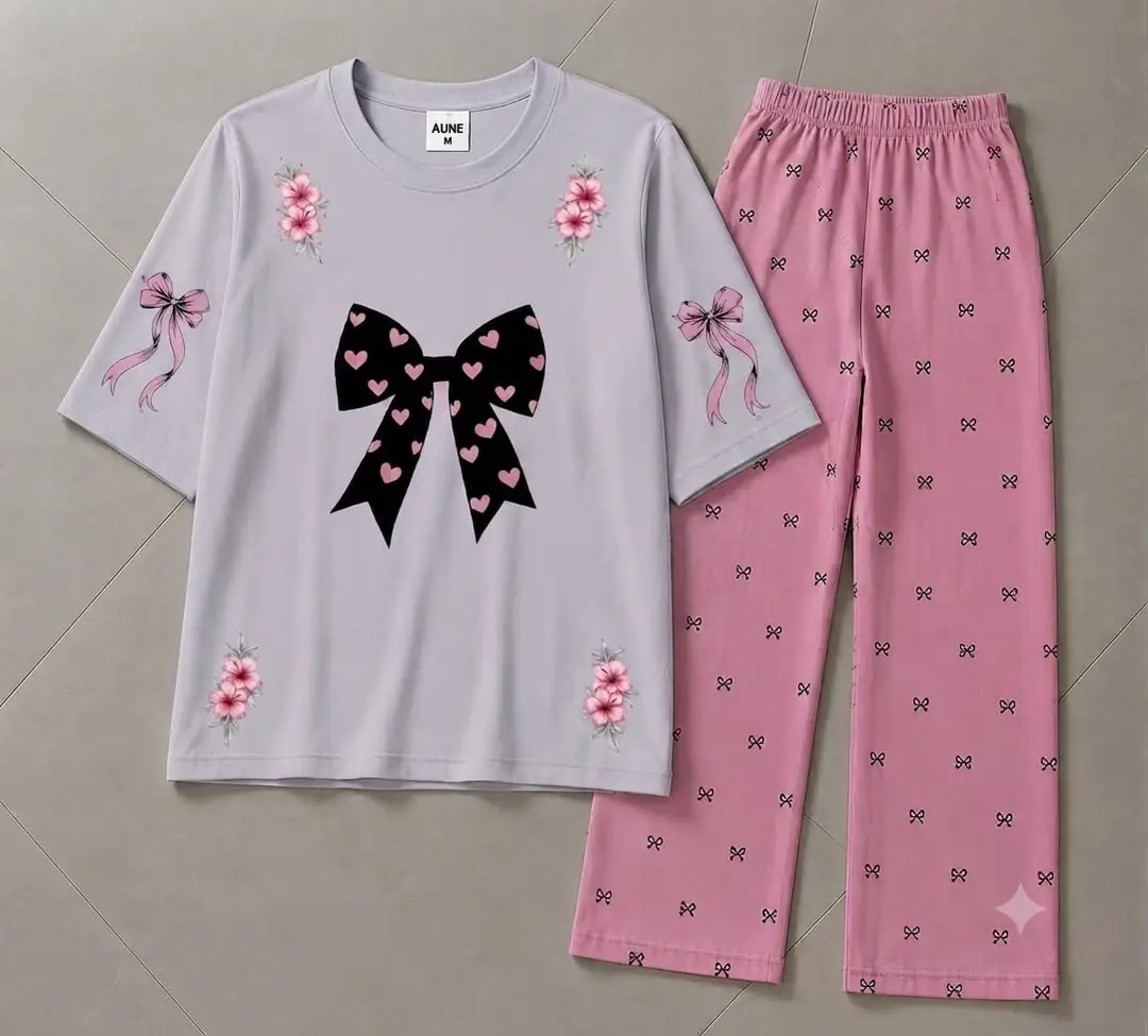 2 Pcs Women's Stitched Cotton Jersey Printed Night Suit