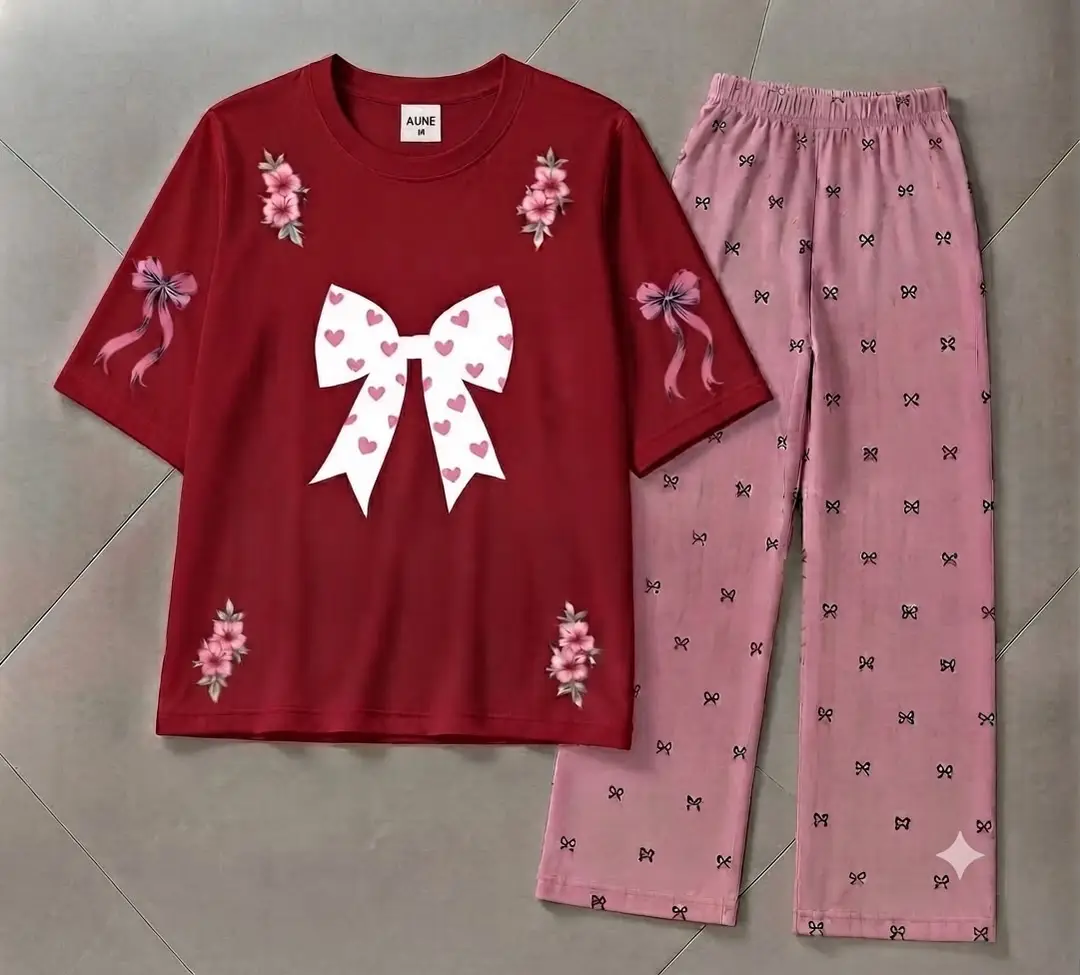 2 Pcs Women's Stitched Cotton Jersey Printed Night Suit