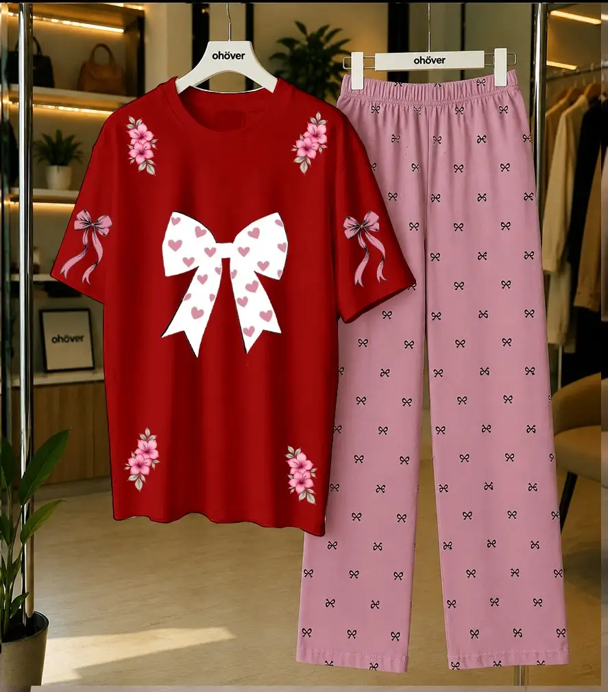 2 Pcs Women's Stitched Cotton Jersey Printed Night Suit