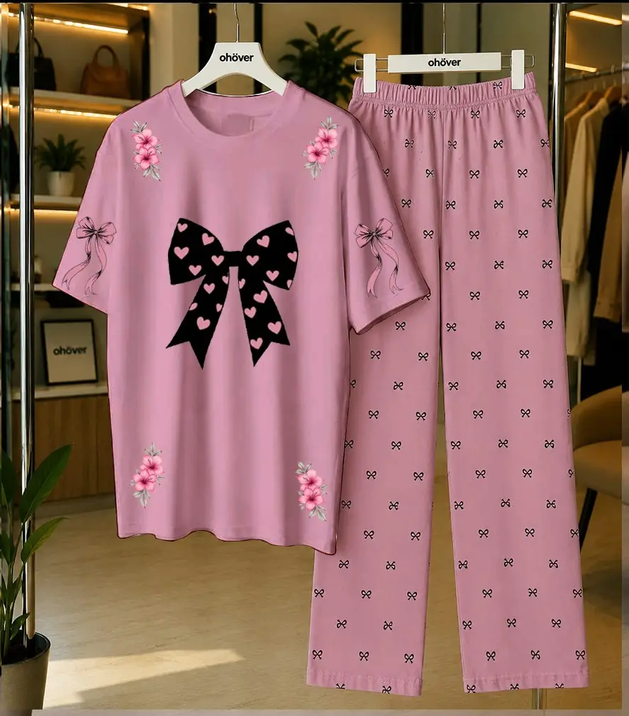 2 Pcs Women's Stitched Cotton Jersey Printed Night Suit