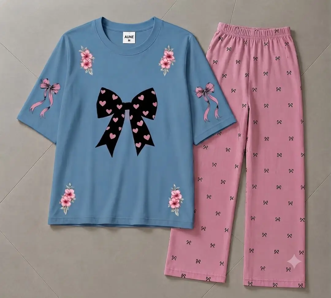 2 Pcs Women's Stitched Cotton Jersey Printed Night Suit