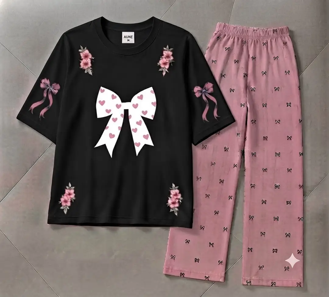 2 Pcs Women's Stitched Cotton Jersey Printed Night Suit