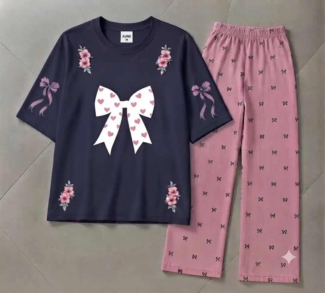 2 Pcs Women's Stitched Cotton Jersey Printed Night Suit