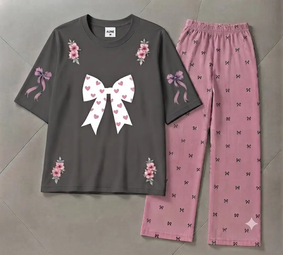 2 Pcs Women's Stitched Cotton Jersey Printed Night Suit