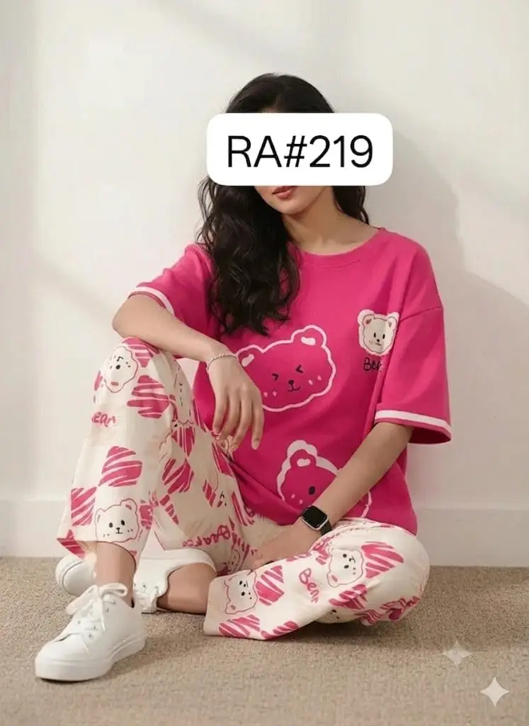 2 Pcs Women's Stitched Cotton Jersey Printed Night Suit