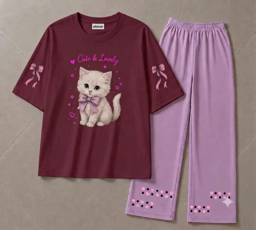 2 Pcs Women's Stitched Cotton Jersey Printed Night Suit