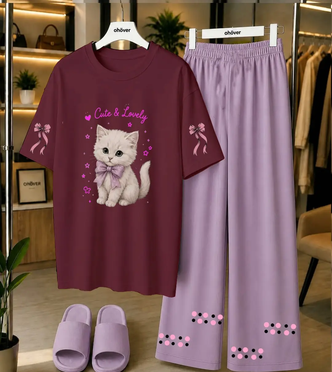 2 Pcs Women's Stitched Cotton Jersey Printed Night Suit