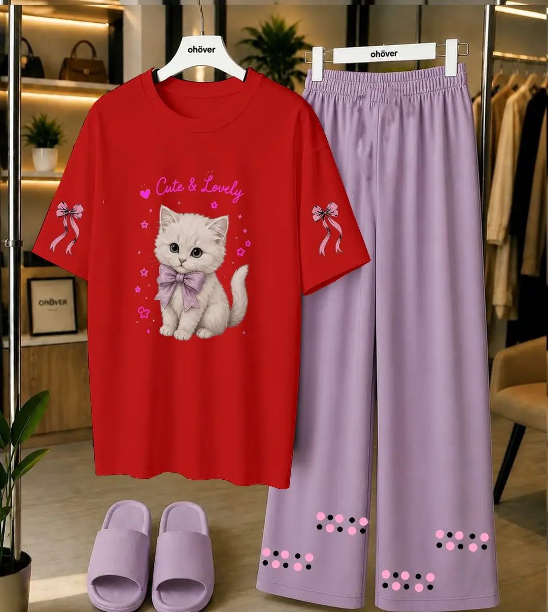 2 Pcs Women's Stitched Cotton Jersey Printed Night Suit