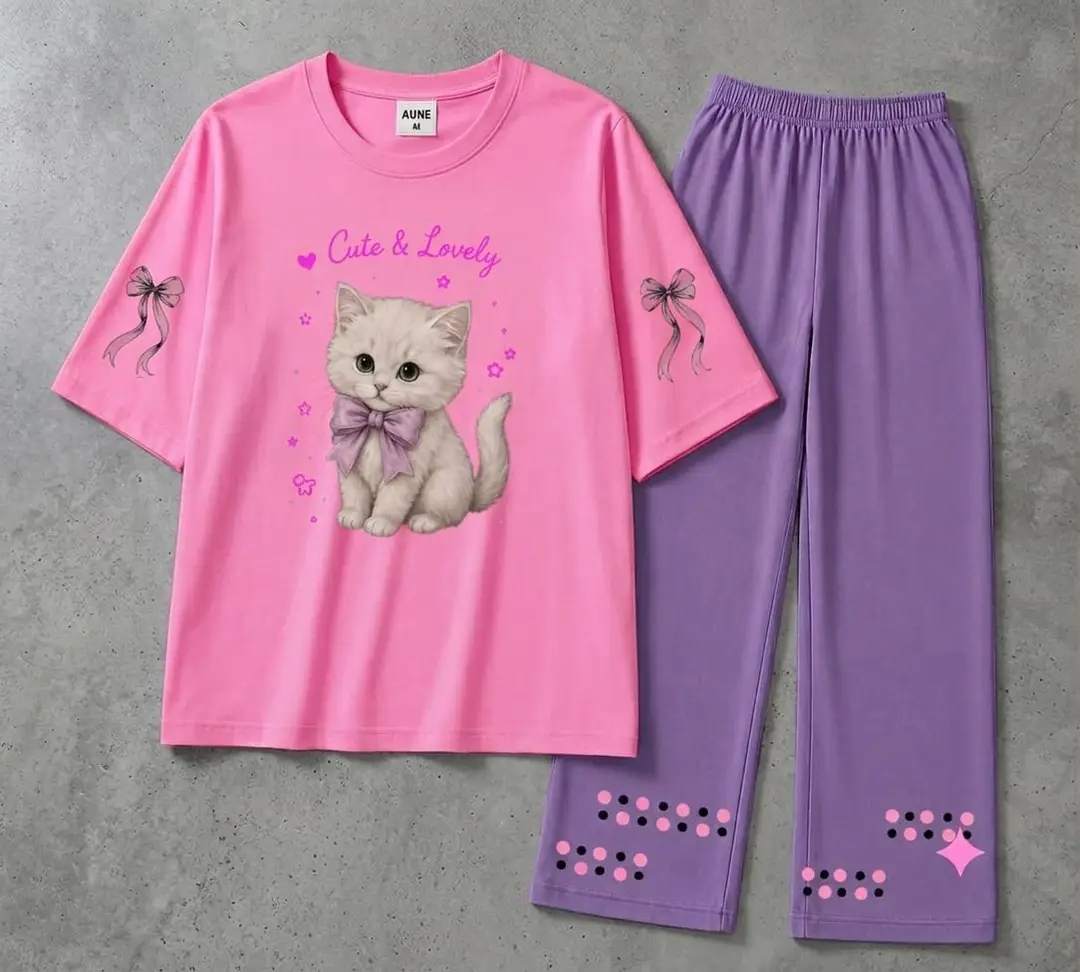 2 Pcs Women's Stitched Cotton Jersey Printed Night Suit