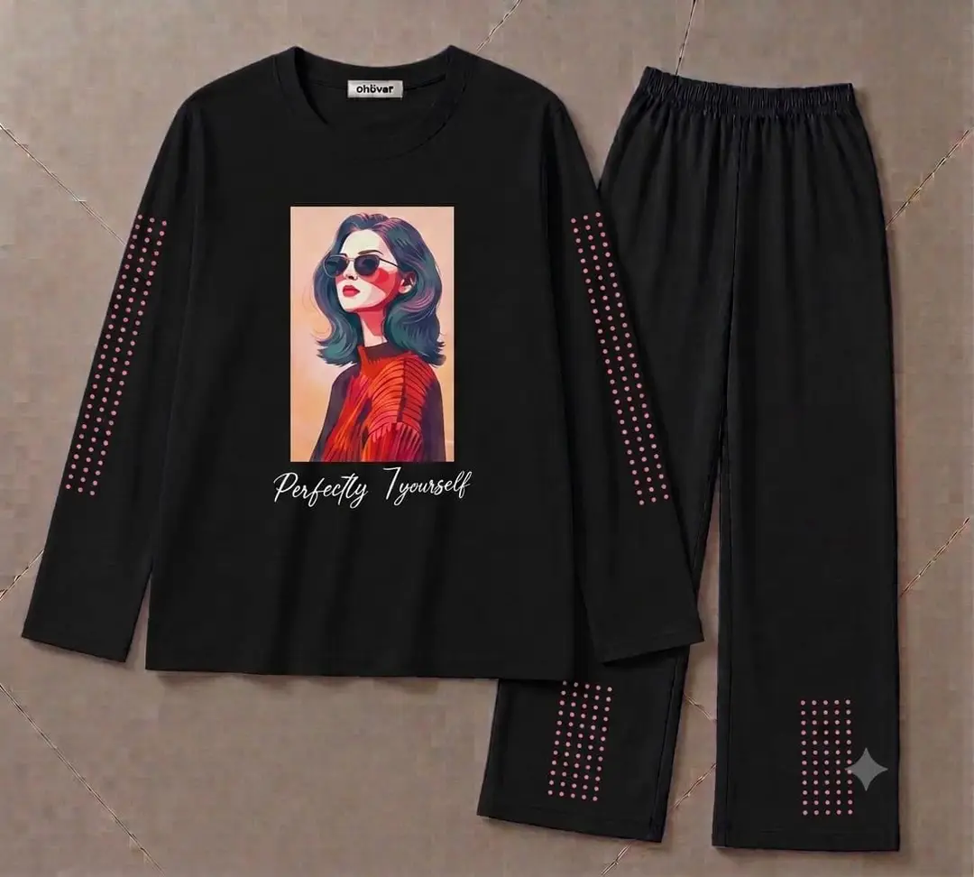 2 Pcs Women's Stitched Cotton Jersey Printed Night Suit