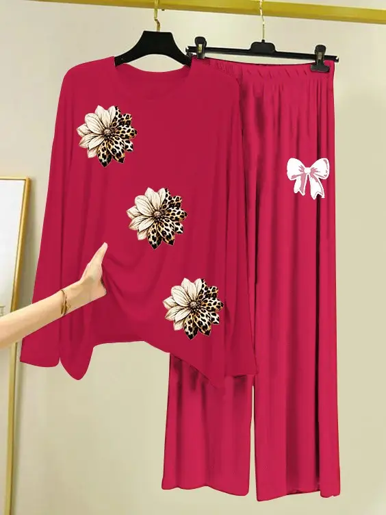 2 Pcs Women's Stitched Cotton Jersey Printed Night Suit