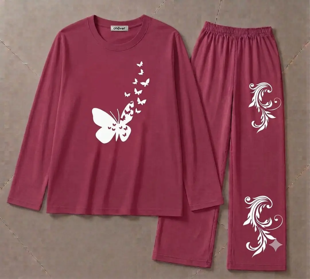 2 Pcs Women's Stitched Cotton Jersey Printed Night Suit