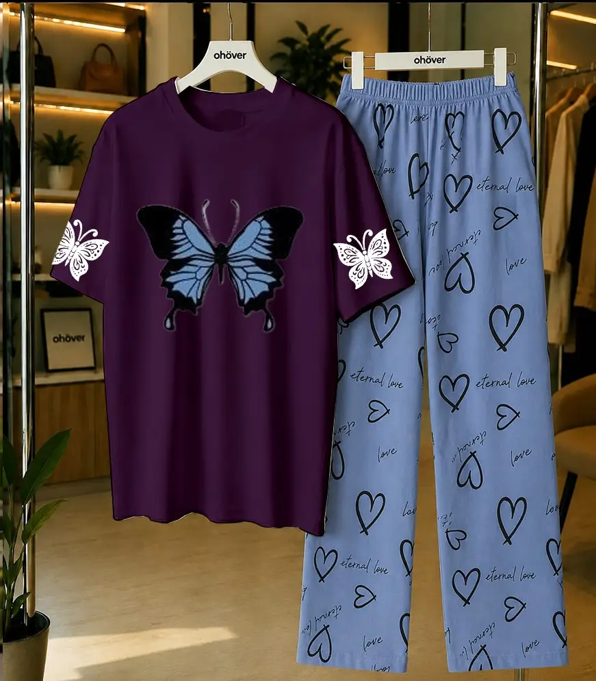 2 Pcs Women's Stitched Cotton Jersey Printed Night Suit