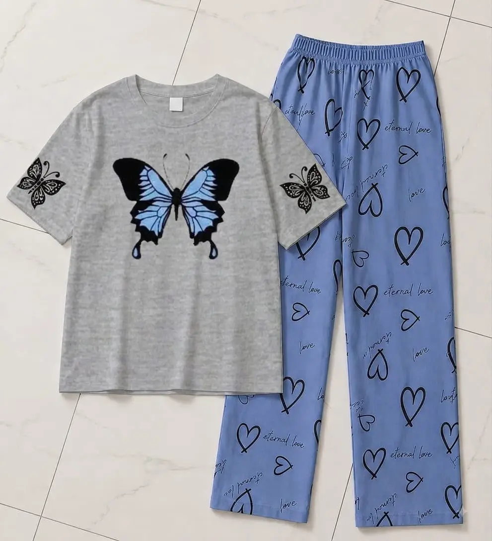 2 Pcs Women's Stitched Cotton Jersey Printed Night Suit