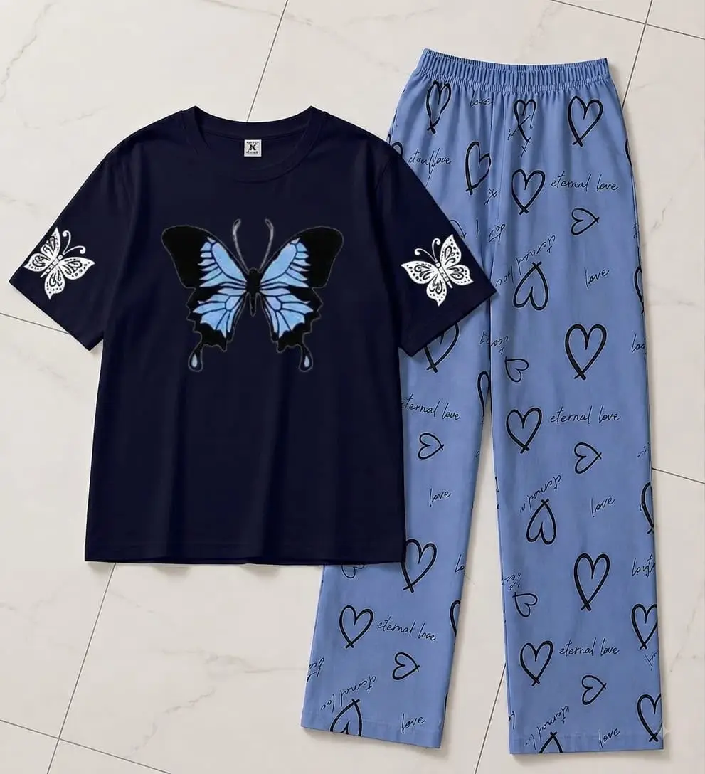 2 Pcs Women's Stitched Cotton Jersey Printed Night Suit