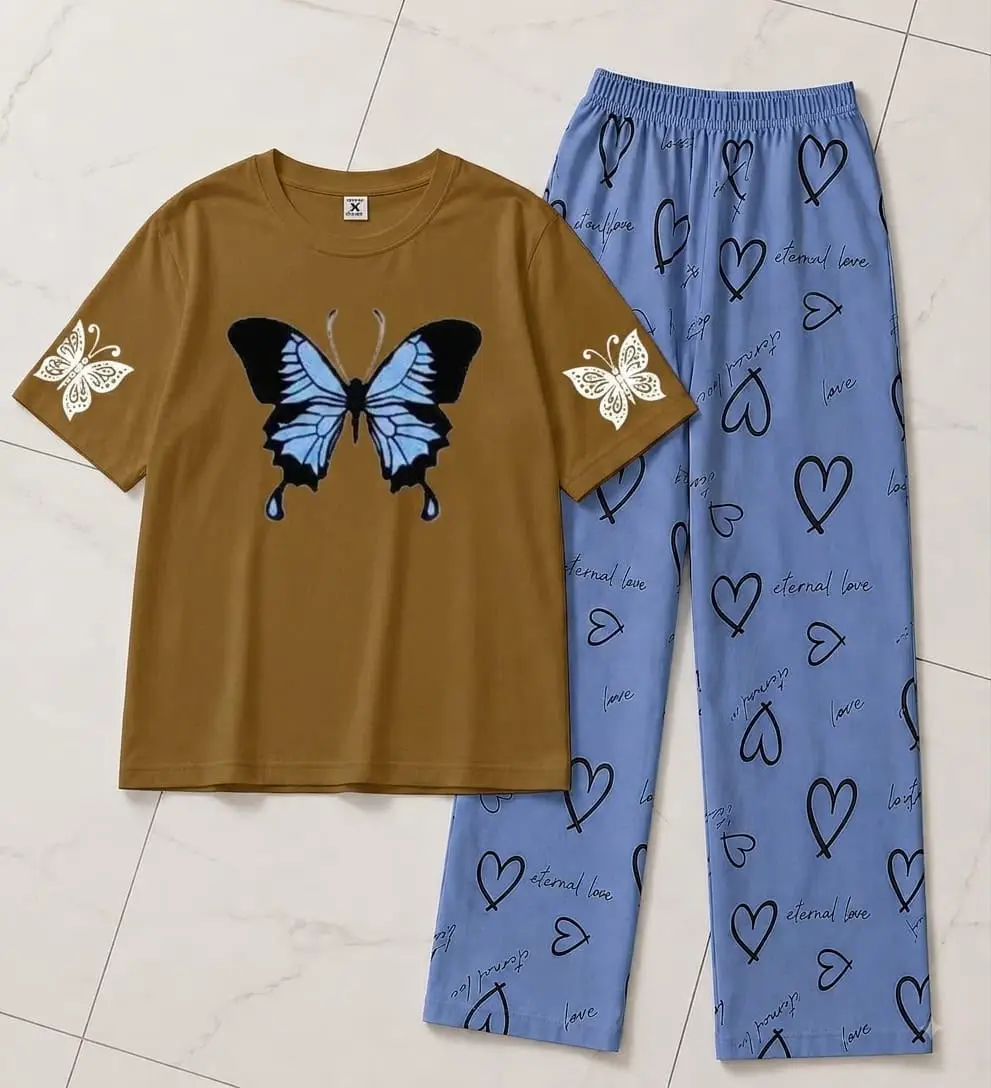 2 Pcs Women's Stitched Cotton Jersey Printed Night Suit