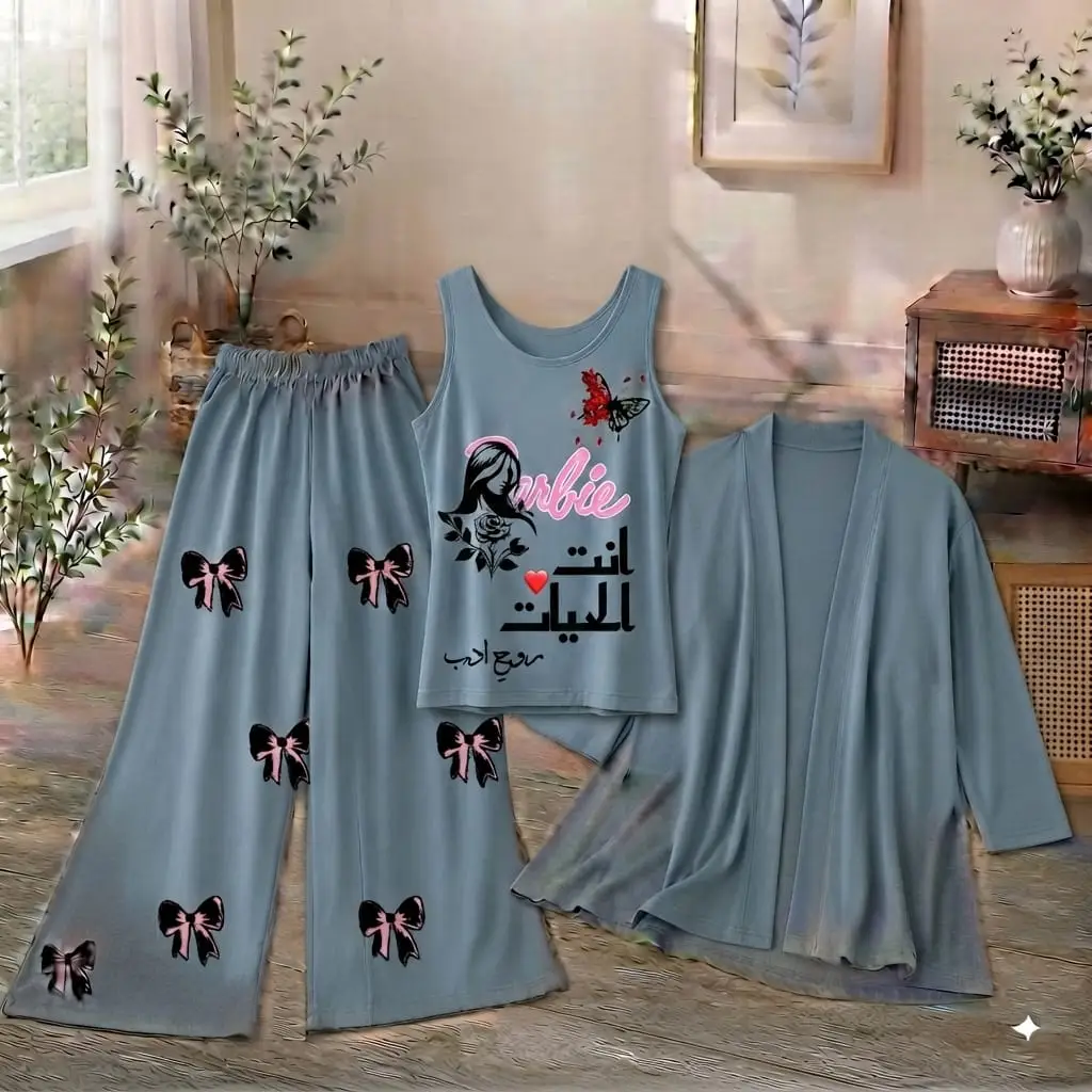 3 Pcs Women's Stitched Jersey Printed Night Suit
