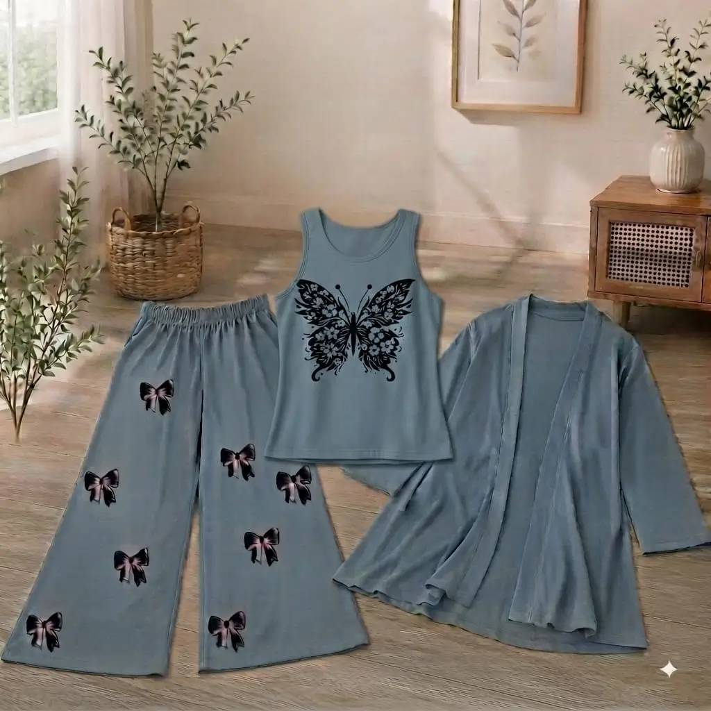 3 Pcs Women's Stitched Jersey Printed Night Suit