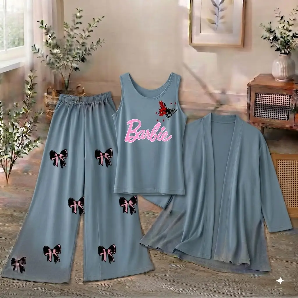 3 Pcs Women's Stitched Jersey Printed Night Suit