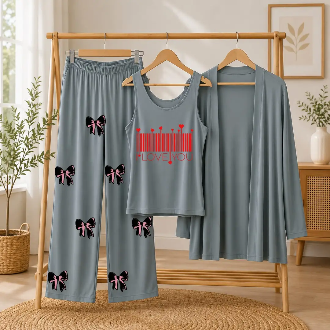 3 Pcs Women's Stitched Jersey Printed Night Suit