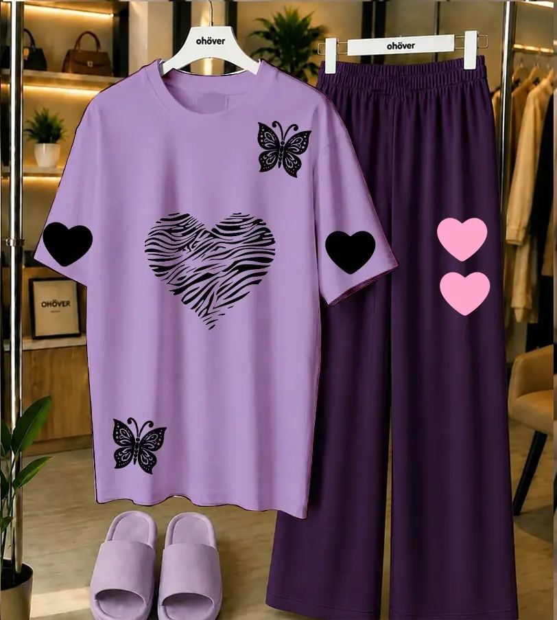 2 Pcs Women's Stitched Jersey Printed Night Suit