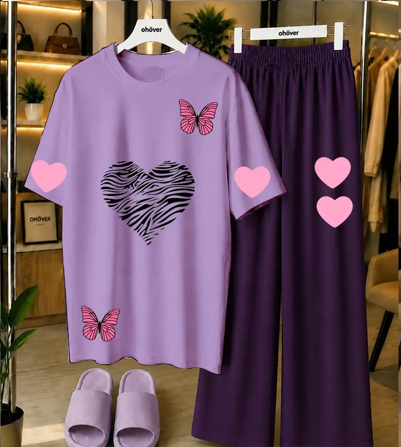 2 Pcs Women's Stitched Jersey Printed Night Suit